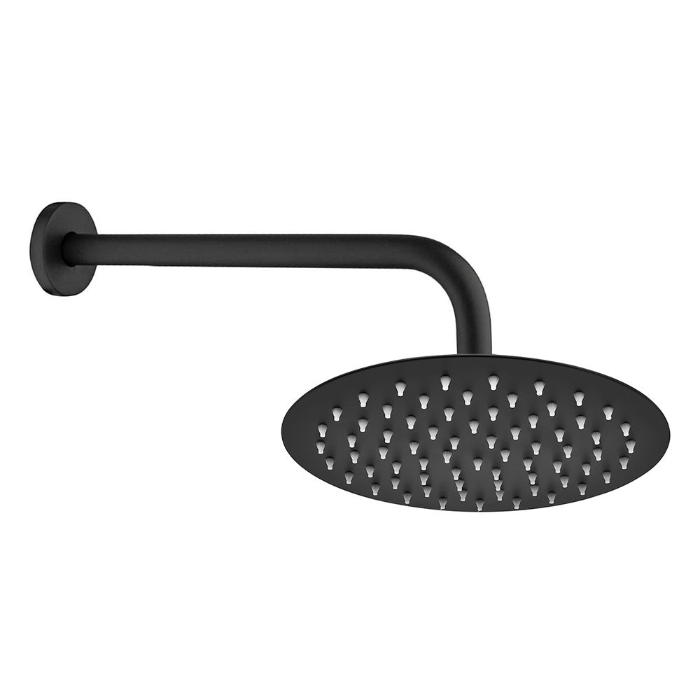 Set Doccia Completo Nero Opaco Acciaio Inox - Braccio 33 Cm, Soffione 25 Cm, Flessibile 150 Cm