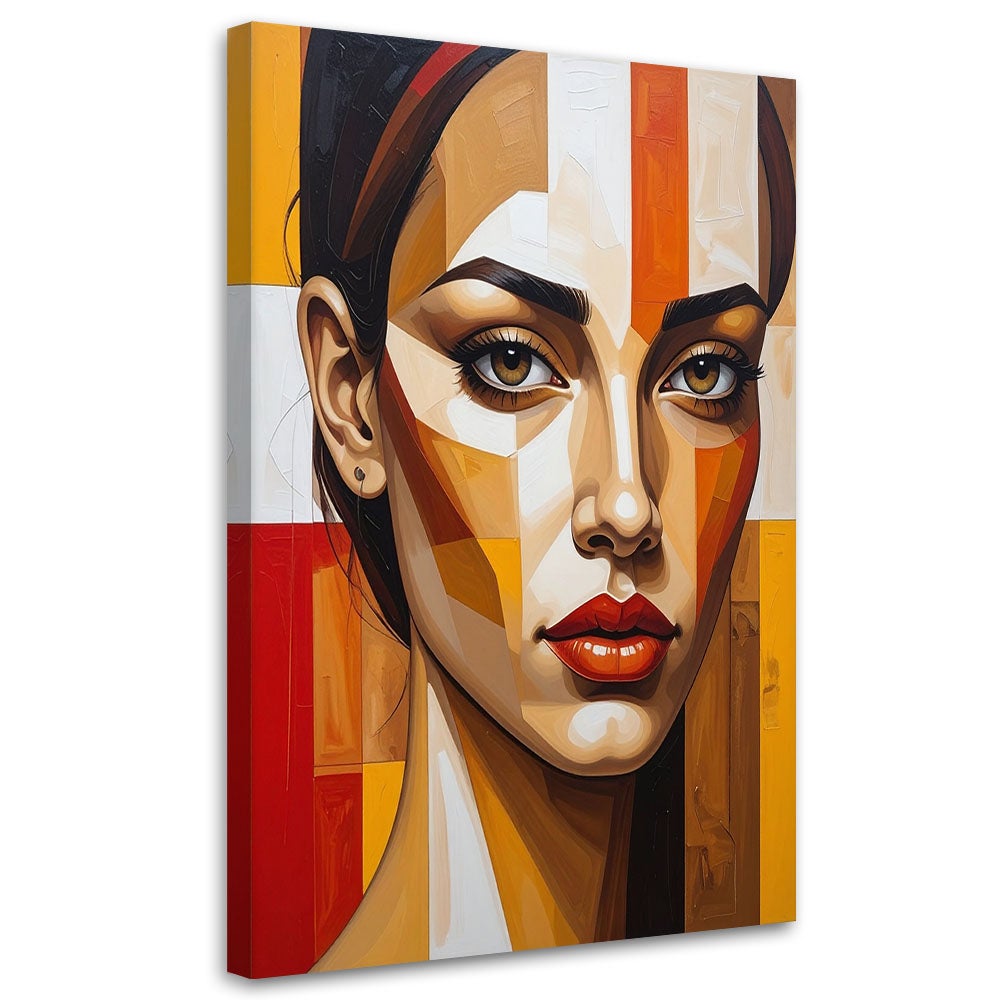 Obraz do salonu sypialni, Kobieta portret pomarańczowy czerwony 80x120