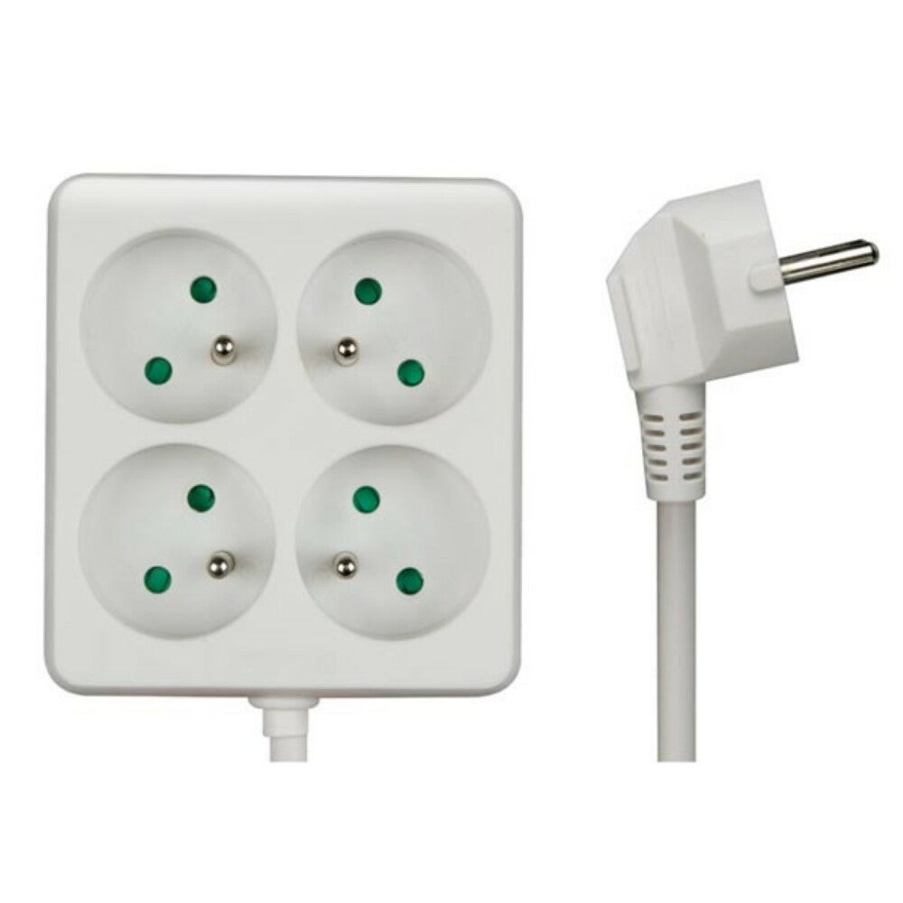 Perel Bloc Multiprise, 4 Prises Avec Terre Française (Type E