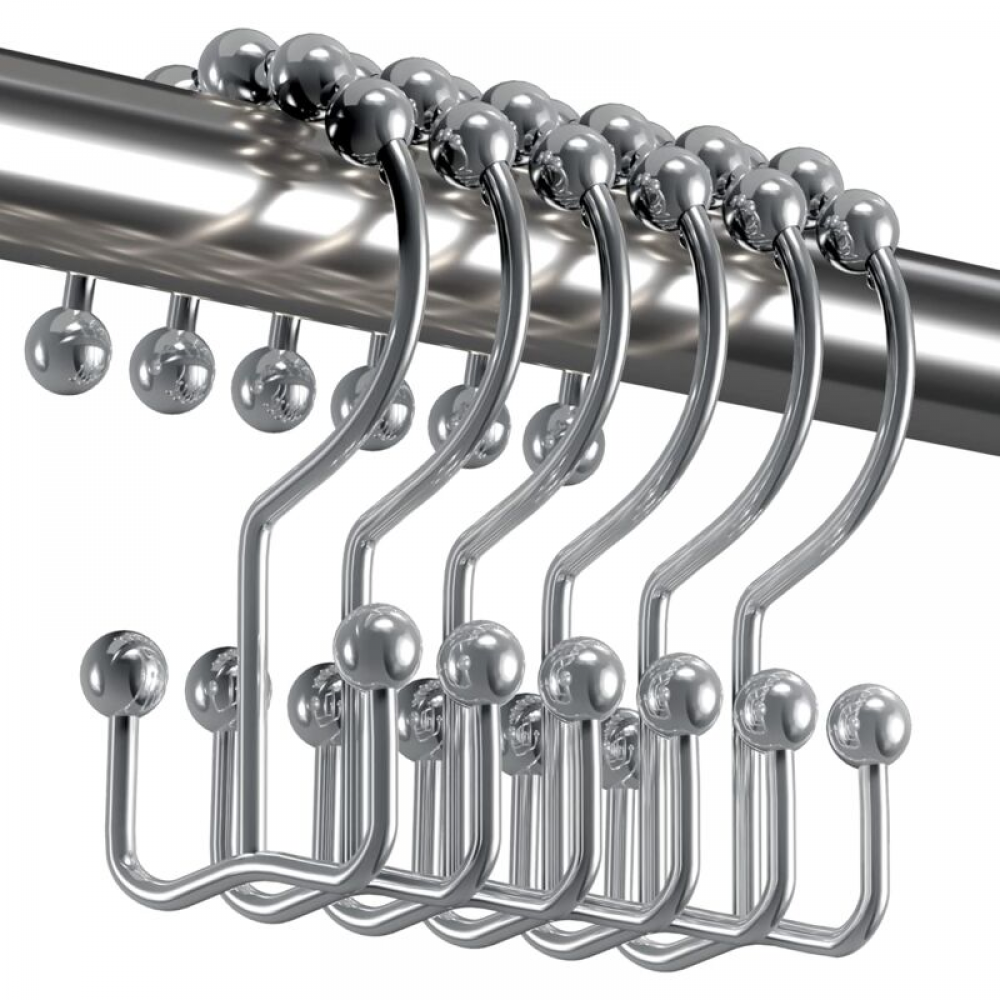 Zestaw 12 metalowych, nierdzewnych haczyków prysznicowych