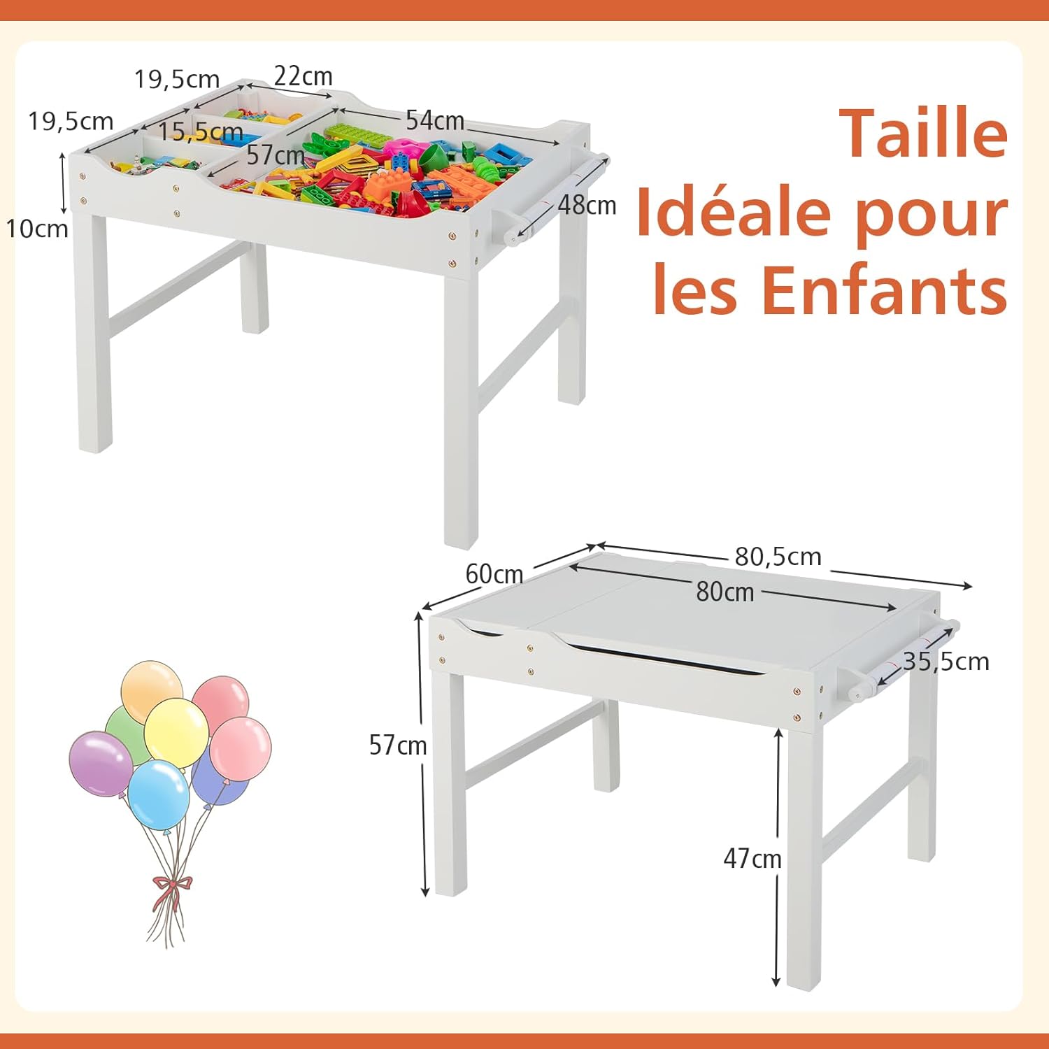 Tavolo da Gioco per Bambini in Legno con Piano Reversibile, Tavolo Multiattività Bambini 2 in 1, Porta Rotolo di Carta da Disegno, per Camera - 5