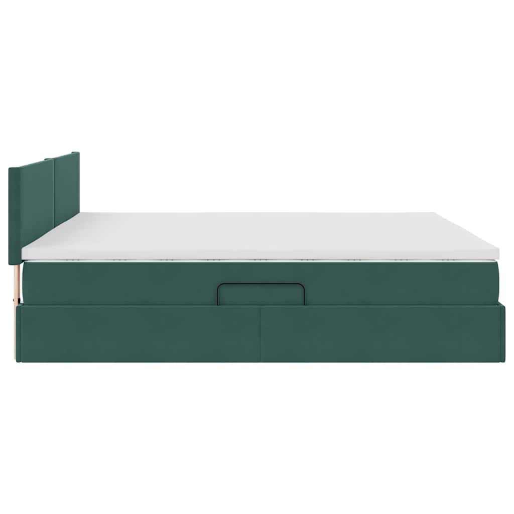 Lit avec rangement, vert foncé, 180 x 200 cm, velours - 9