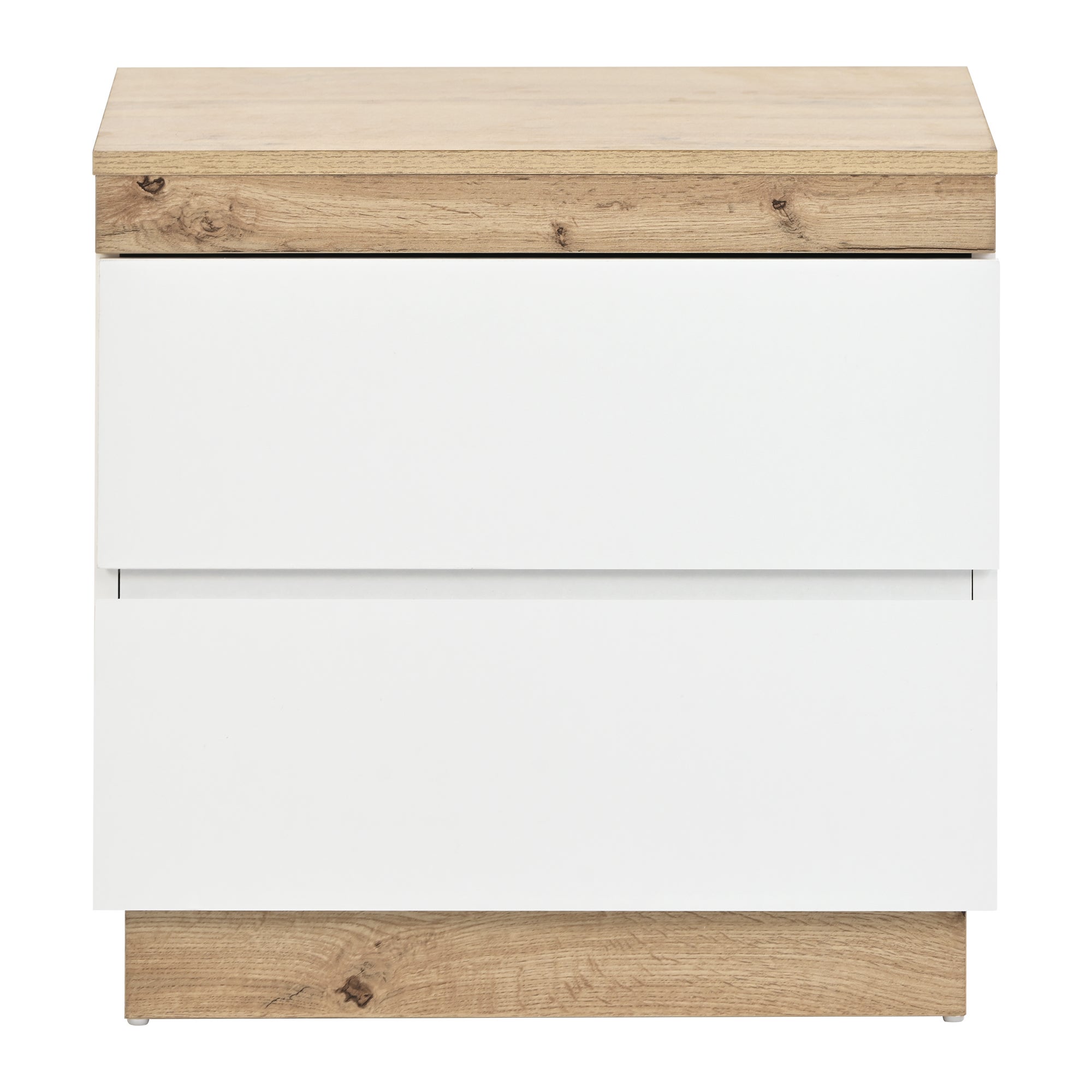 Table de chevet avec 2 tiroirs - style scandinave - Blanc - 4