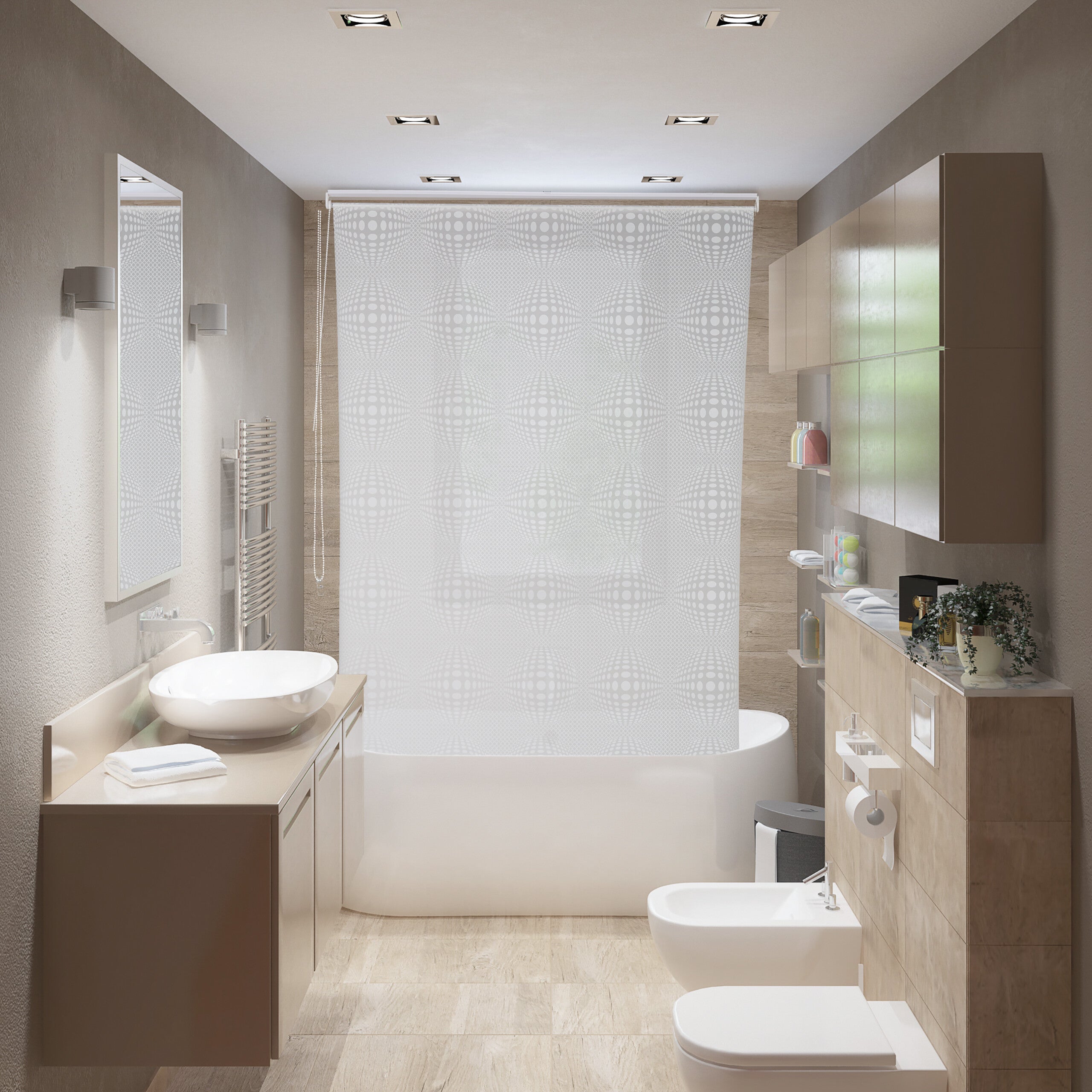 Tenda Da Doccia Antimuffa Per Bagno 240 Cm - Tenda Da Doccia Blu Extra Lunga, Tenda Da Bagno In - Foto 5