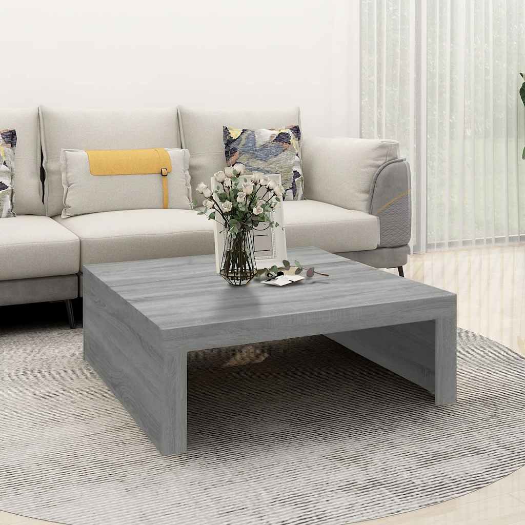 Tavolino Salotto Grigio Cemento 100x100x31 cm Legno Multistrato