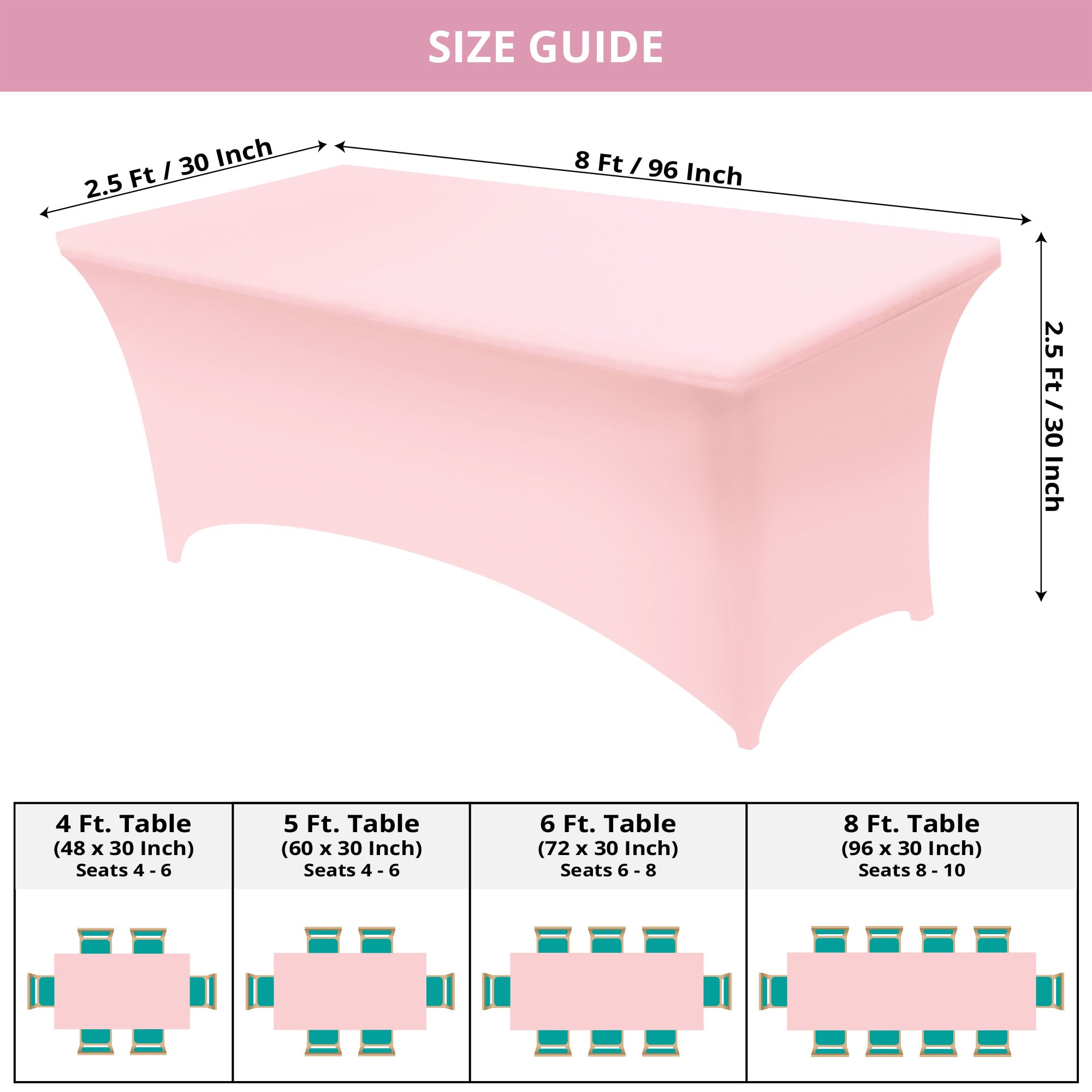 Tovaglia Estensibile Spandex 183cm - Lavabile, Antirughe, Per Feste (Confezione Da 2, Rosso)