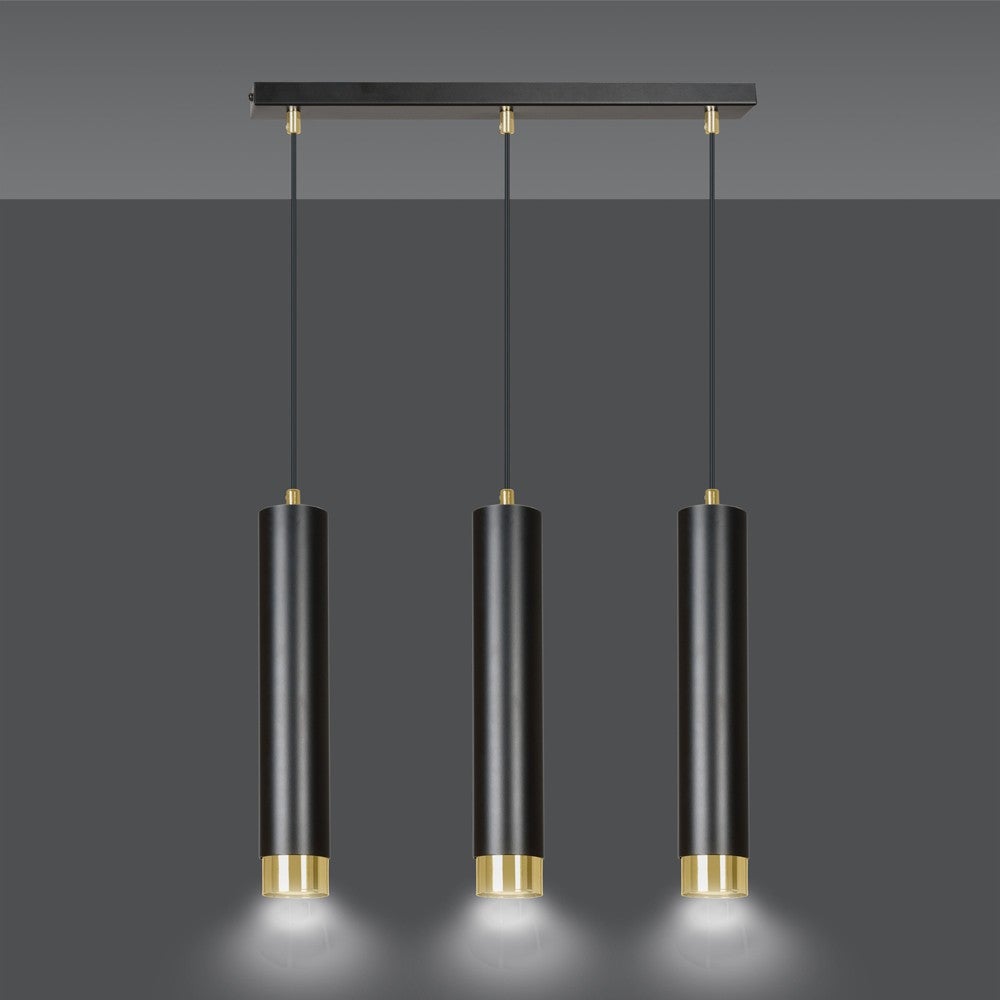 Lampa wisząca Mura 3 światła cylindryczne czarno-złote 3xGU10 - 4