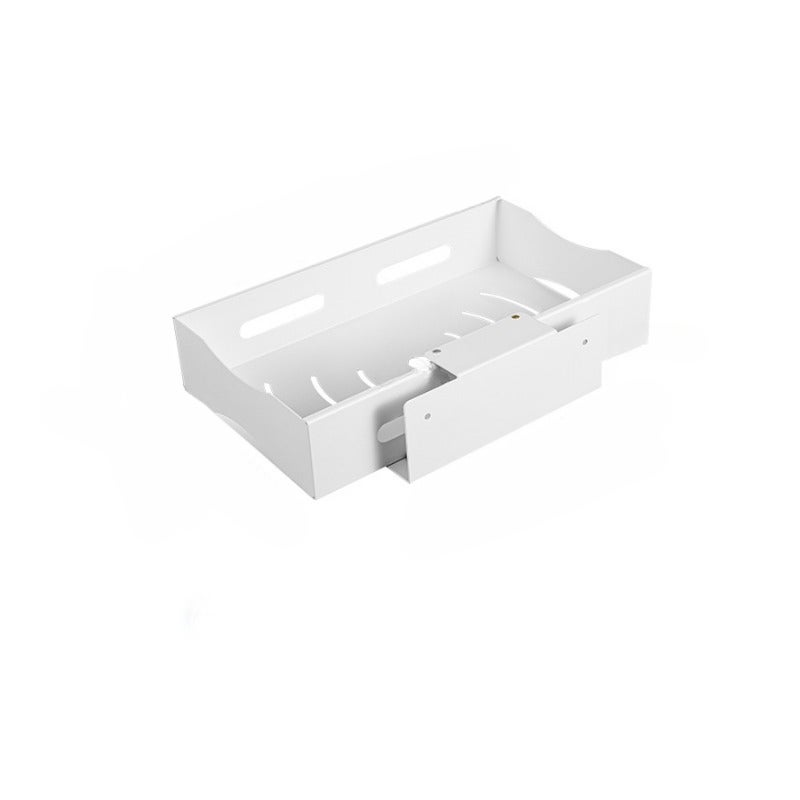 Półka kuchenna na przekąski z szufladą, organizer przesuwny pod zlewem, wąska półka, wysuwana, biała, 35*20*7,5 cm