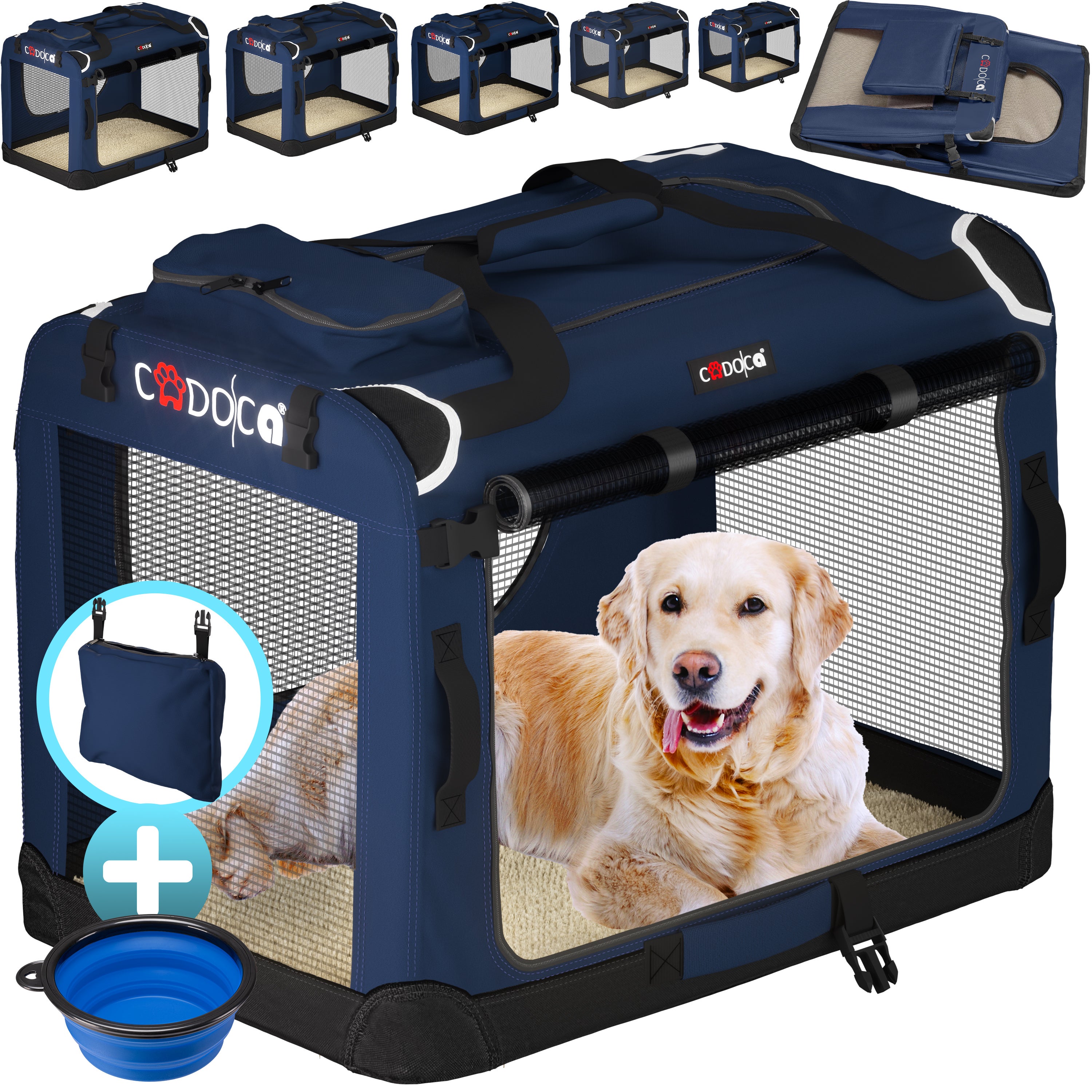 Bolsa de transporte para cães em tecido azul-marinho L 70x52x50cm - 6