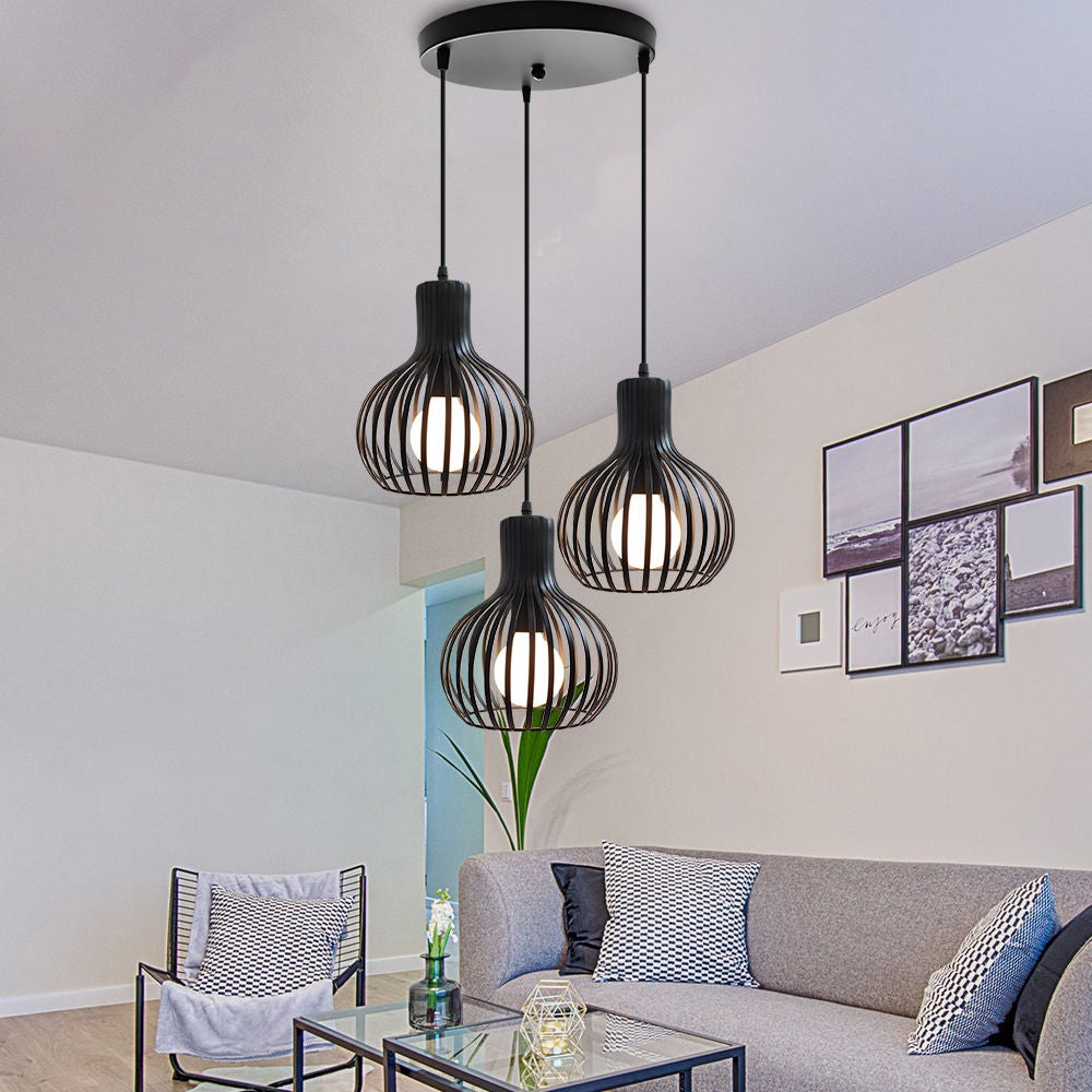 GBLY Lampada A Sospensione In Legno A 5 Luci, Lampada Da Tavolo Per Sala Da Pranzo Altezza 150 Cm Lampada A Sospensione Regolabile Lanterna In Legno Con Attacco E27 Lampadina Non Inclusa 87219001