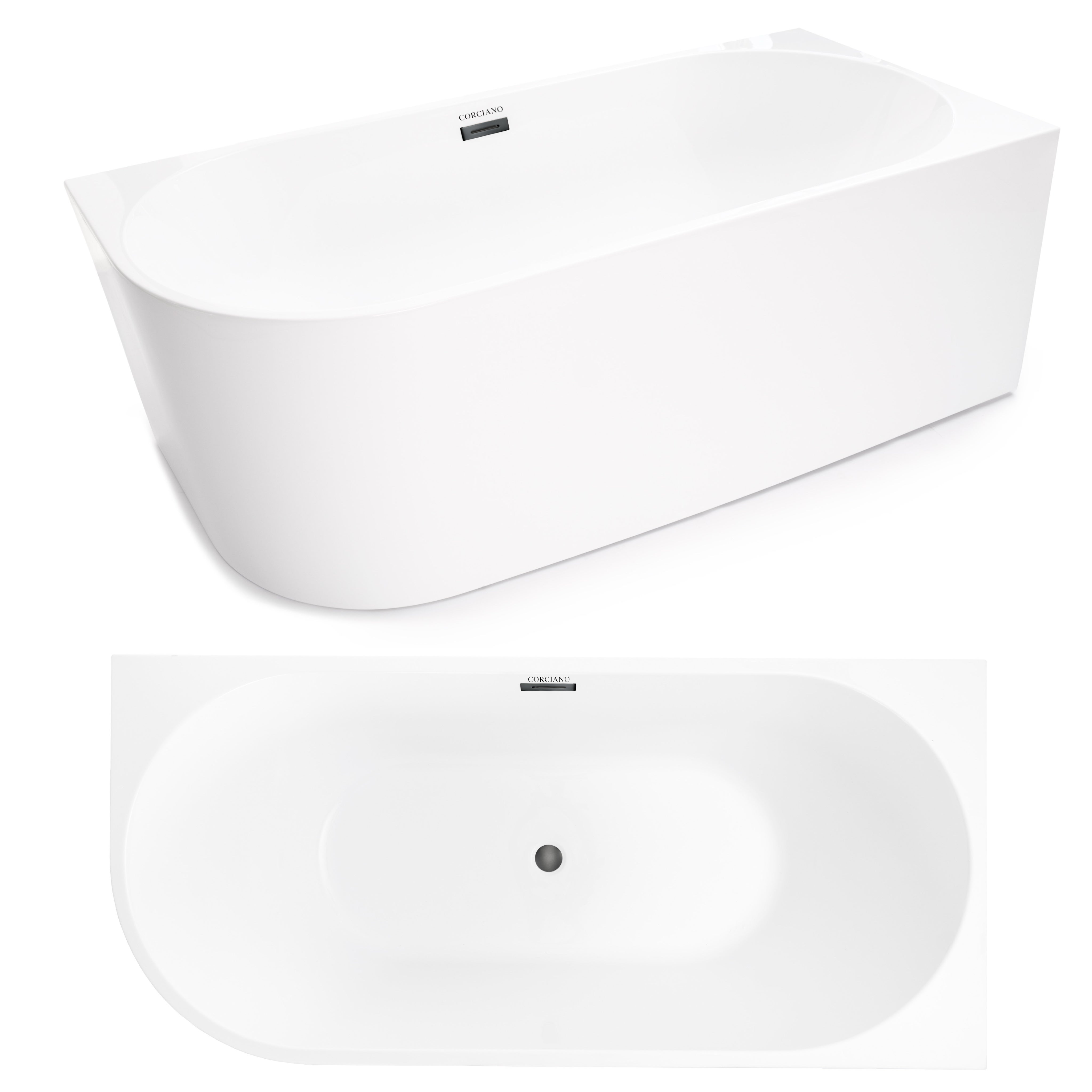 Wanna wolnostojąca RÓZNE KOLORY przyścienna NAROŻNA CRETE PRAWA 170 x 80 cm biała system przelewowy