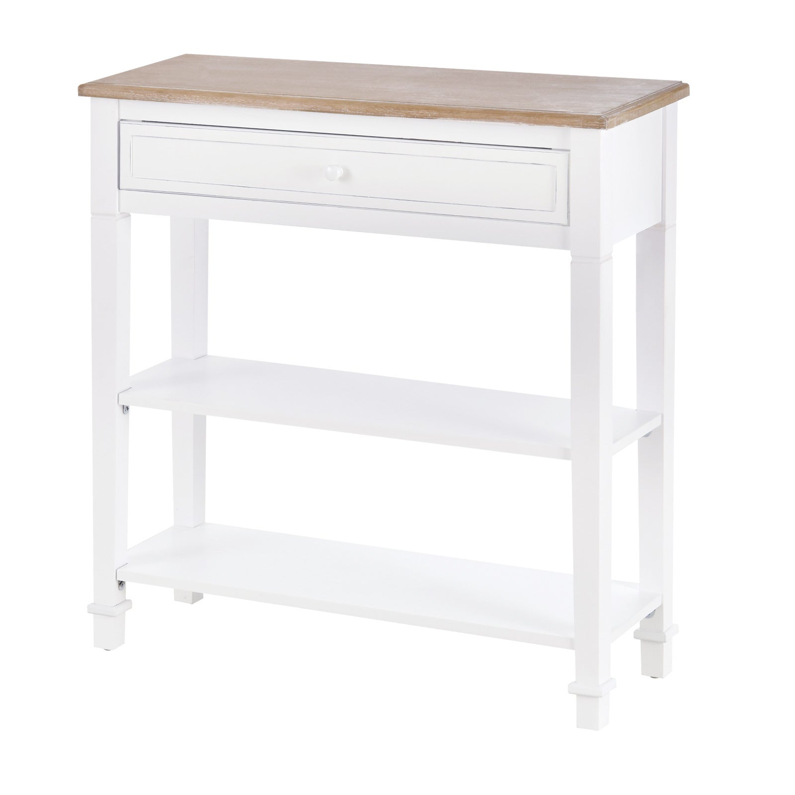 Treocho Tavolo Consolle Bianco Con Cassetto E Ripiano - 102x11,8x78,5 Cm - Per Ingresso E Soggiorno