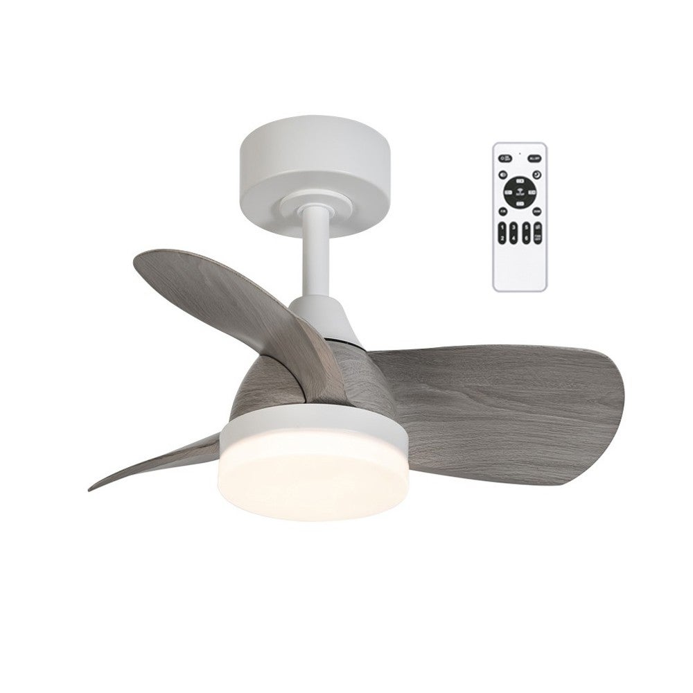 Ventilator de tavan cu lumină motor silențios DC cu telecomandă Wonderlamp Borse Alb+Gri 60 cm culoare lumină reglabil