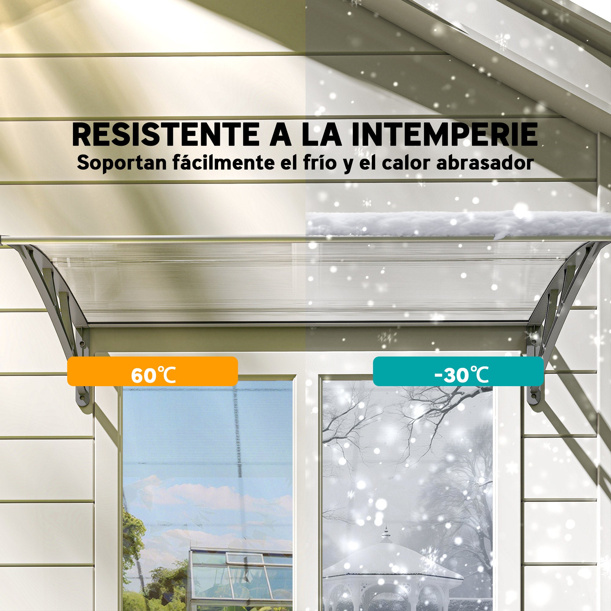Marquise exterior em policarbonato Outsunny 110x60x20 cm transparente - 6