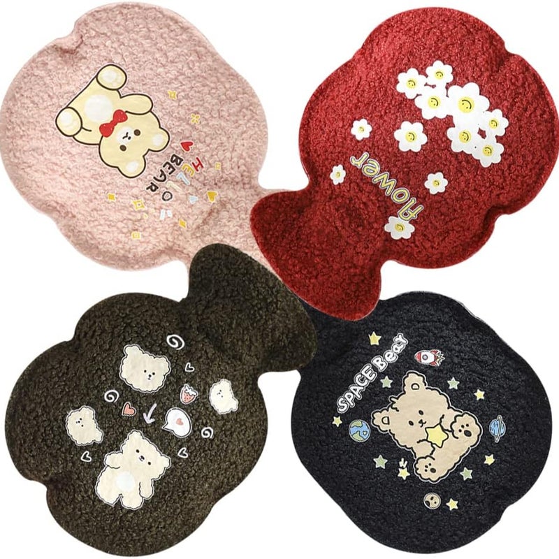 Termofor z ciepłą wodą 4 SZT., 320 ml z naturalnej gumy, pluszowy termofor, czerwony, różowy, ciemnozielony, granatowy