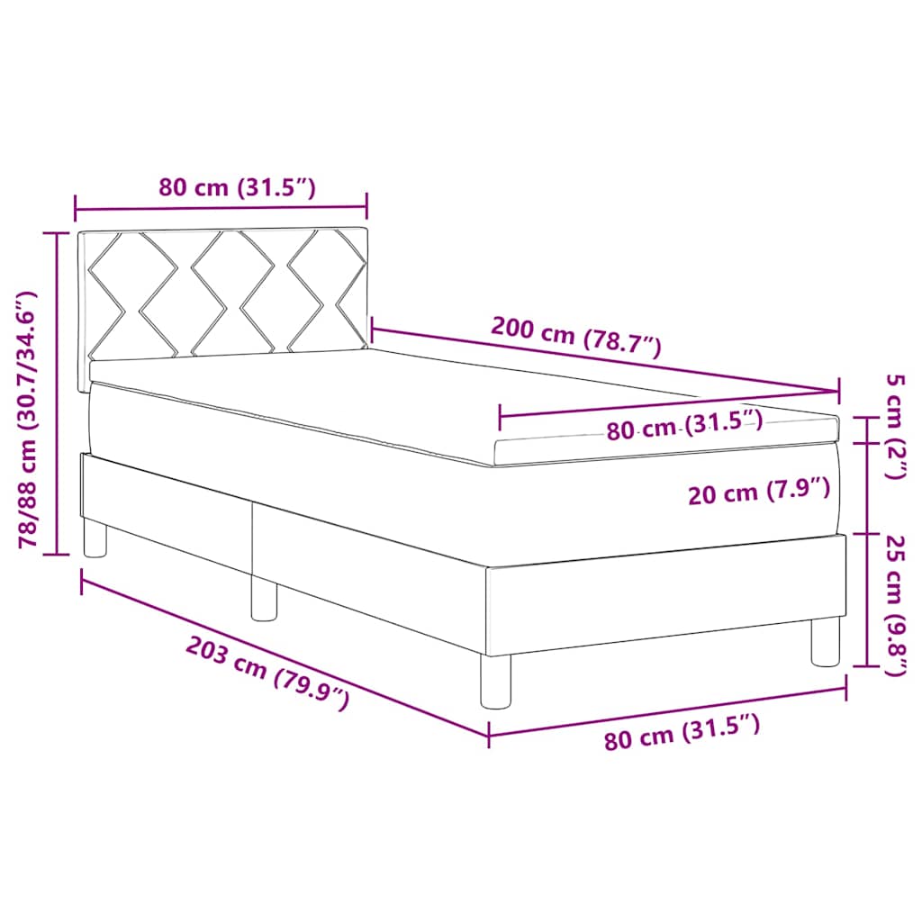Cama tipo Box Spring Azul Oscuro 80 x 200 cm Terciopelo | Leroy Merlin