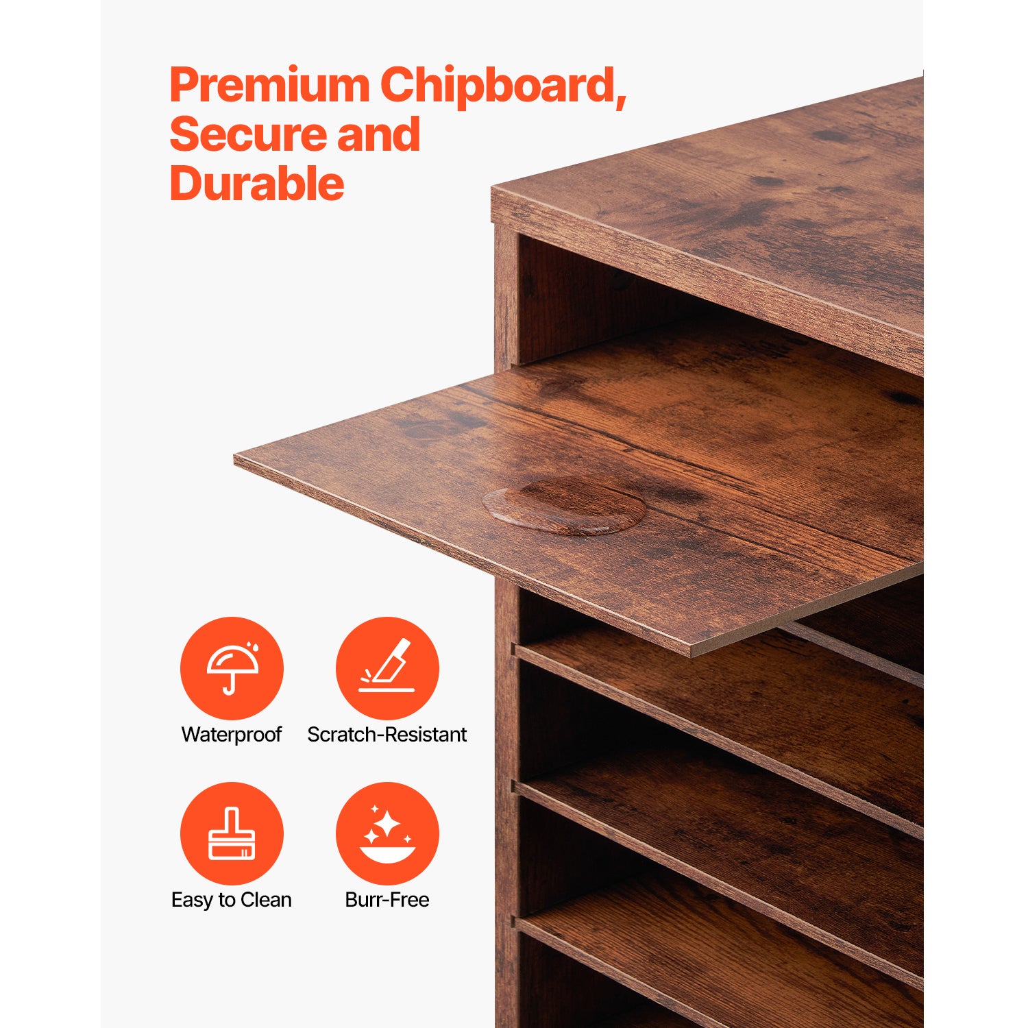 Organiseur Littérature SucceBuy Bois 27 Compartiments, Boîte aux Lettres avec Étagères Amovibles, Marron Foncé pour Bureau - 5