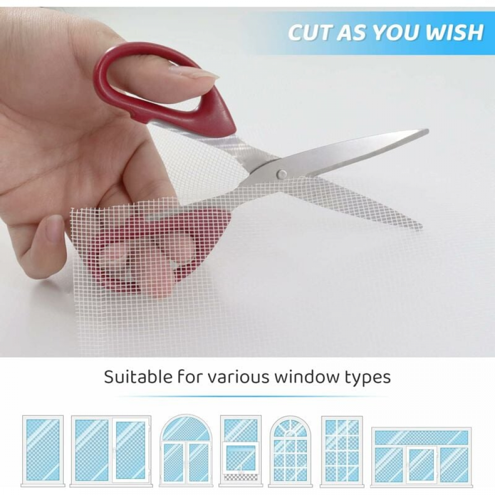 Mosquitera para ventana de 300x120cm, enrollable ajustable, malla de fibra de vidrio blanca ignífuga y duradera, protección contra insectos y moscas. - 4
