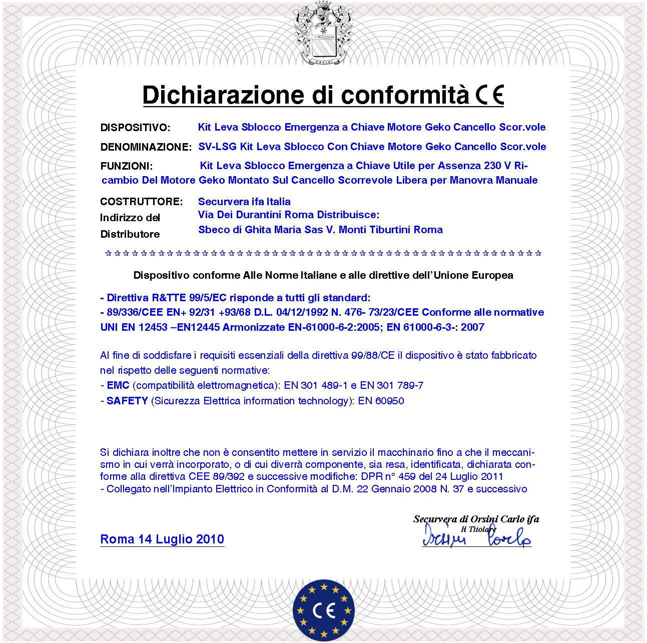 Kit Leva Sblocco STP064 del Motore Geko Montato su Cancello Scorrevole Completo di Chiave di Sicurezza Doppio Profilo Utile Per Mancanza di Rete Elett - 4