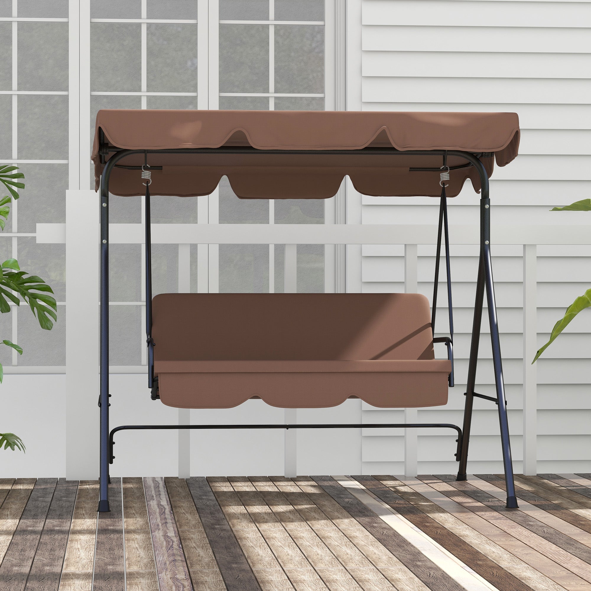 Baloiço de Jardim Outsunny Tecido de poliéster e aço Marrom 172x110x153 cm - 4