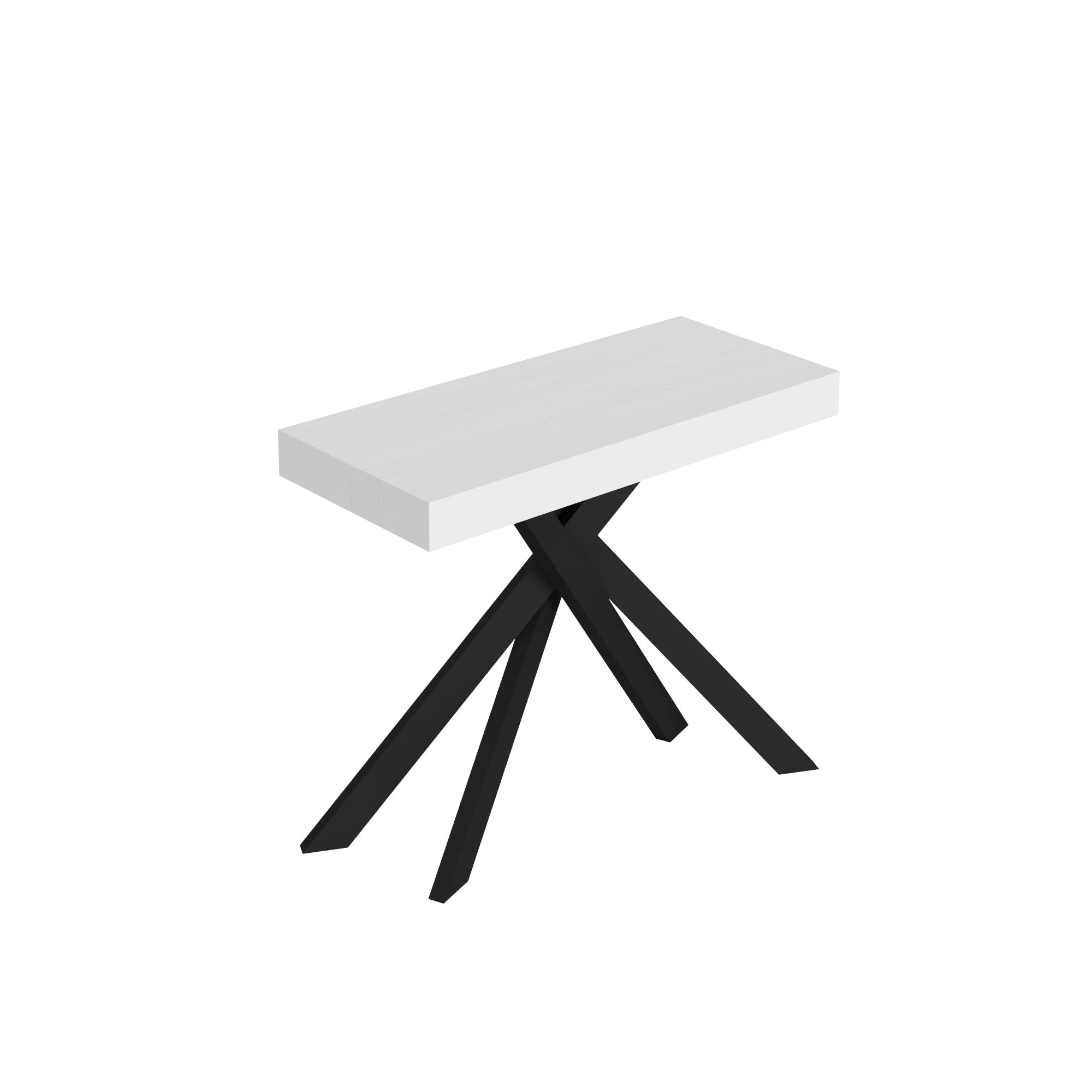 Rozkładany stół konsolowy 90x40/196 cm Saki Small biały jesion nogi antracyt