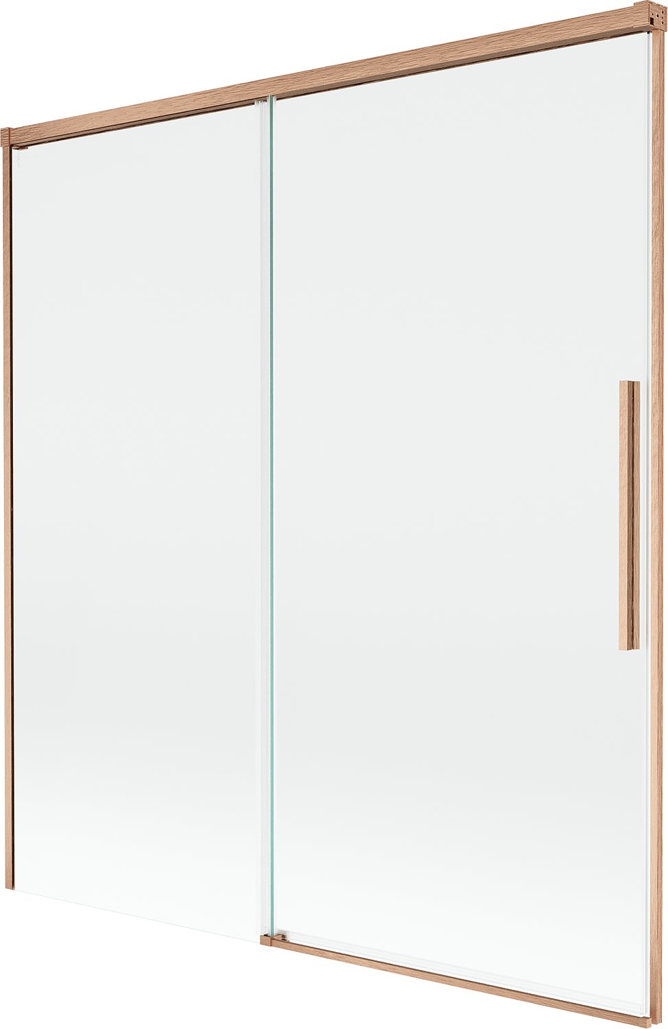 Mexen Rox parawan nawannowy 2-skrzydłowy rozsuwany 150 x 150 cm, transparent, miedź szczotkowana - 8C9-150-001-65-00