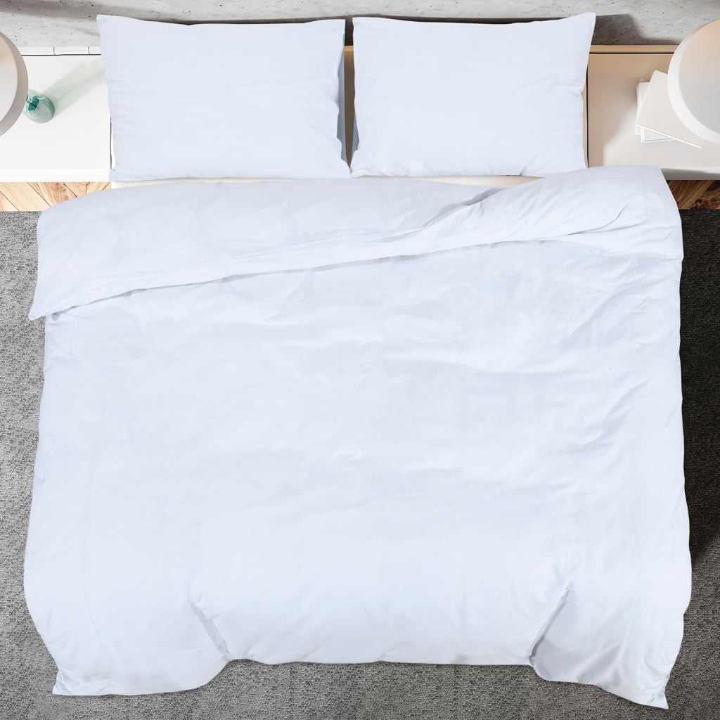 Ensemble de housse de couette Blanc 220x240 cm Coton vidaXL - 5