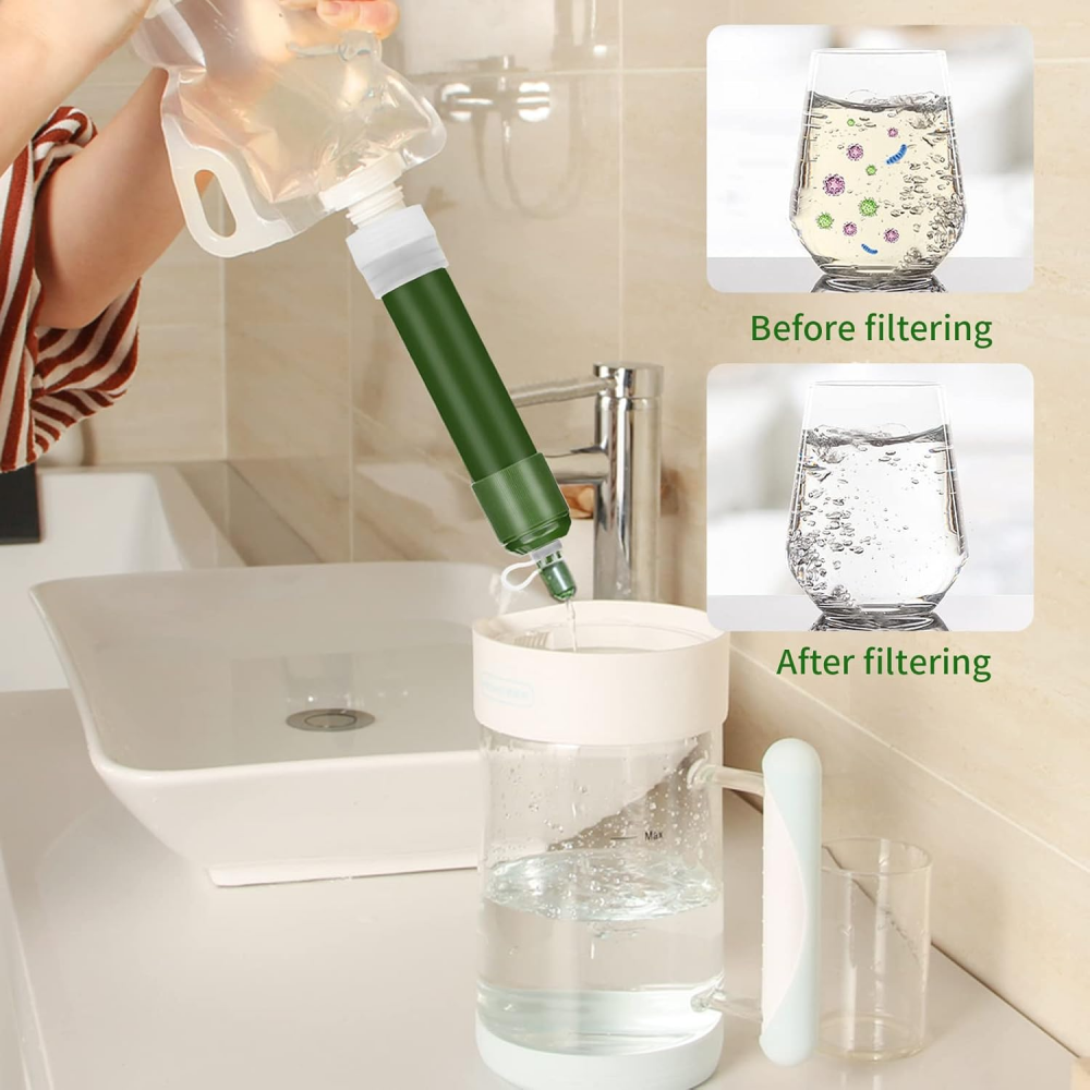 Filtro per acqua di sopravvivenza da 4000 litri - Filtro per acqua di sopravvivenza per campeggio e attività all'aperto - Cannuccia con filtro persona - 6