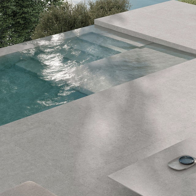 Carrelage sol extérieur effet pierre Turin perle R11 60x120 cm - Réflex Boutique