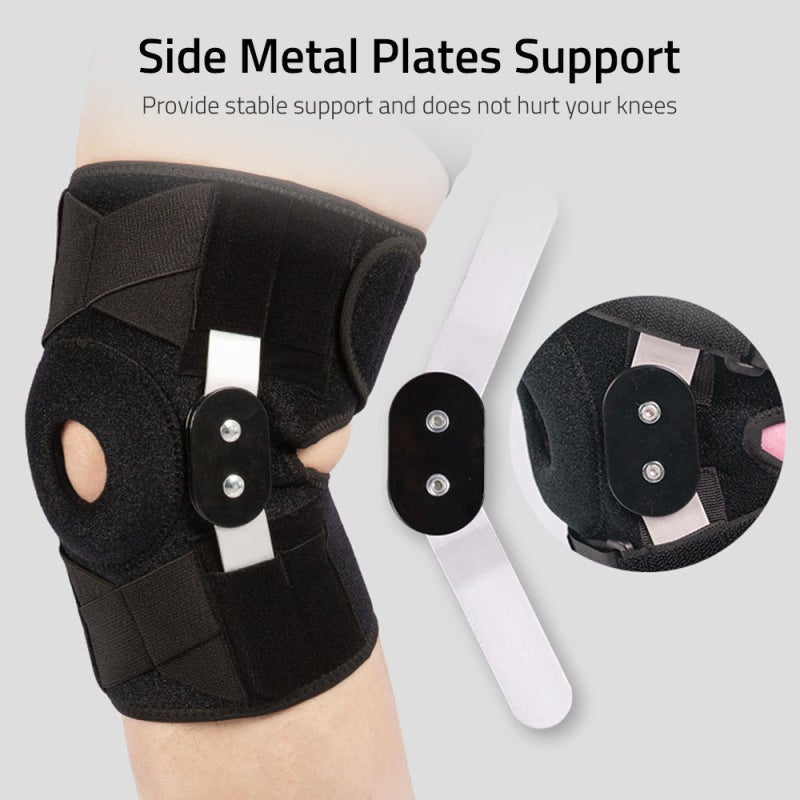 Genouillère de sport ajustable avec bandage de protection et stabilisateur latéral en métal - 7