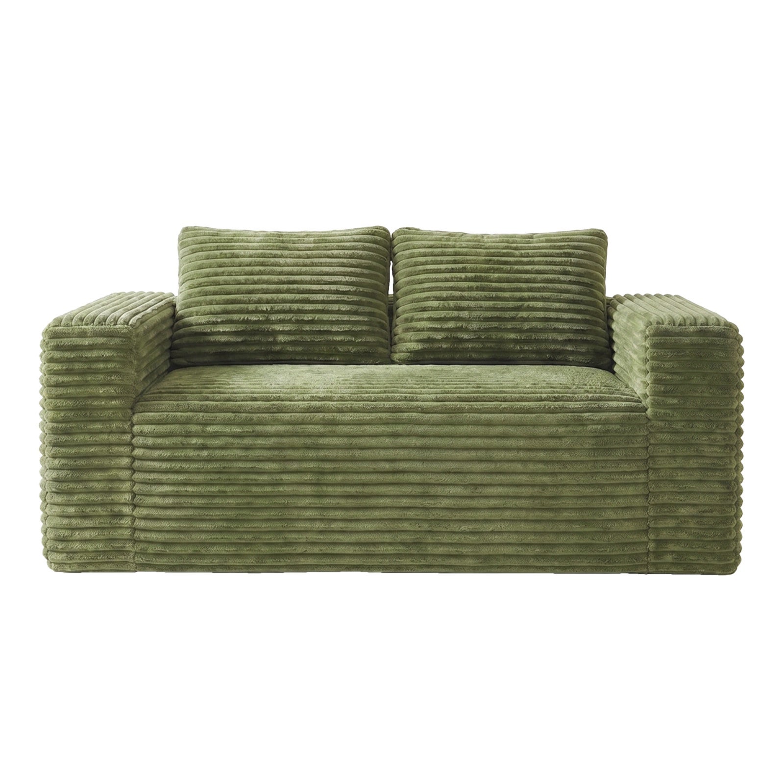 Canapé de sol 2 places 160 x 88 x 58 cm – Sofa d'assise profonde sans montage en mousse haute densité – Velours Côtelé – Vert - 8