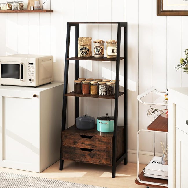Libreria per soggiorno e camera da letto a 4 livelli con 4 ripiani, 2 cassetti, scaffale moderno per soggiorno e camera da letto, 52 x 39,5 x 134 cm | Leroy Merlin Libreria per soggiorno e camera da letto a 4 livelli con 4 ripiani, 2 cassetti, scaffale moderno per soggiorno e camera da letto, 52 x 39,5 x 134 cm | Leroy Merlin