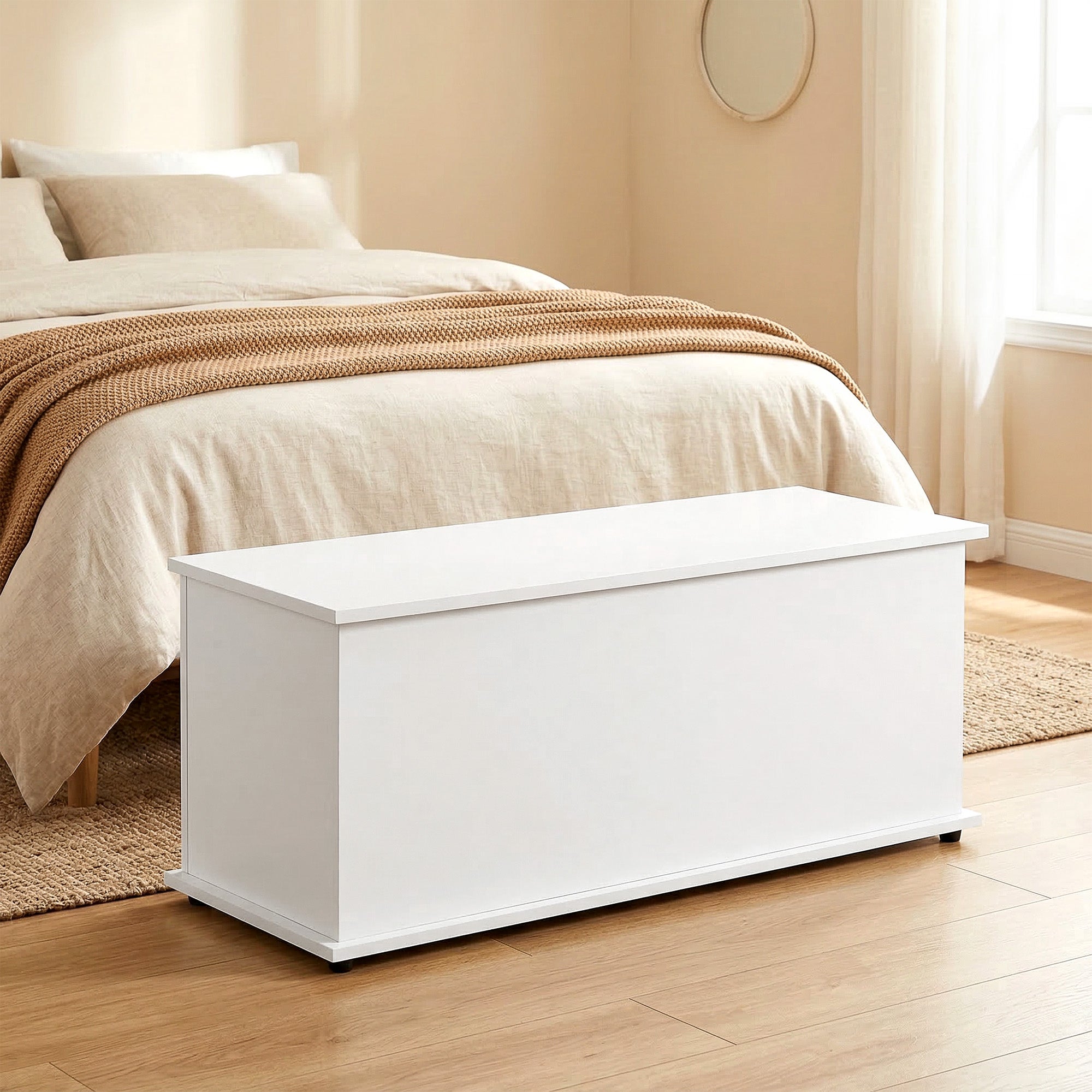 Homcom Baúl De Almacenamiento Melamina De Madera 100X40x40 Cm Blanco , Leroy Merlin