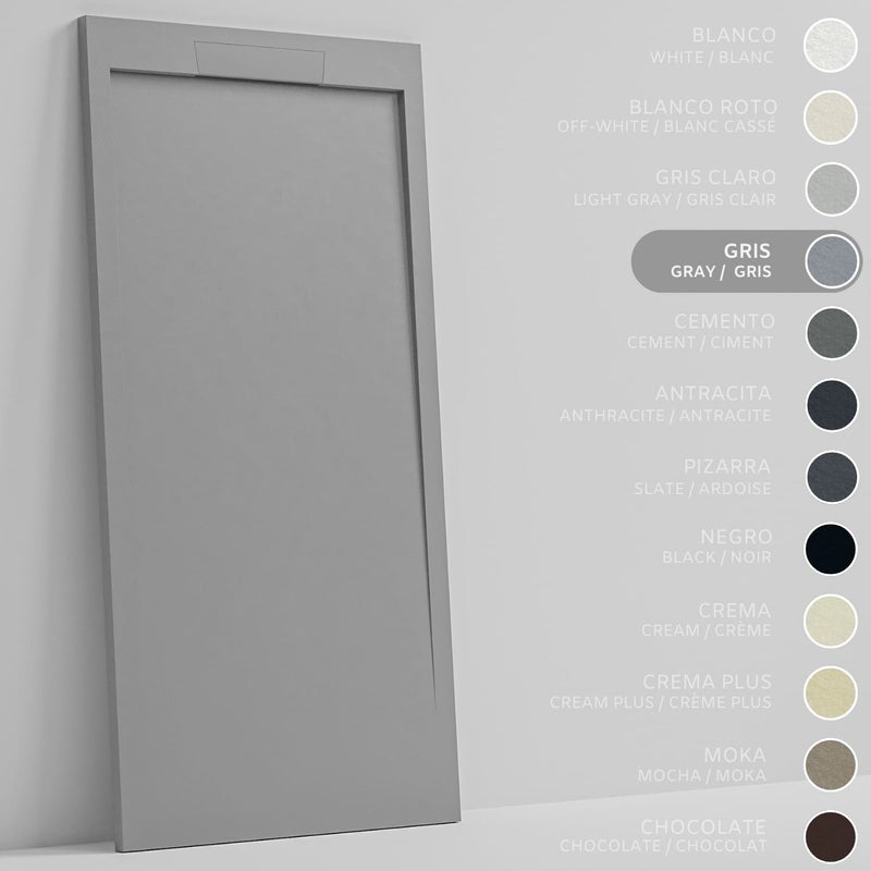 SOULHOME Brodzik prysznicowy– Żywica– Gel Coat– Gładka/Kamienna tekstura – Antypoślizgowy – szary- 120X70- Niski 3cm– Elegancki SAME