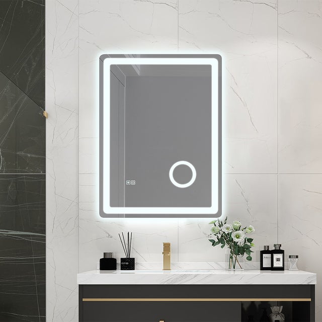 Miroir salle de bain LED 60x80cm anti buée avec LED 3 couleurs et loupe x3 LB-3612
