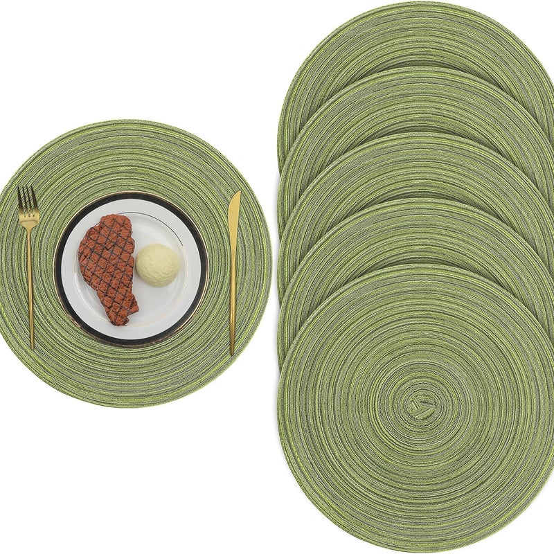(Vert) Zestaw 6 okrągłych podkładek na stół o średnicy 38 cm, tkanych, zmywalnych, antypoślizgowych i odpornych na ciepło