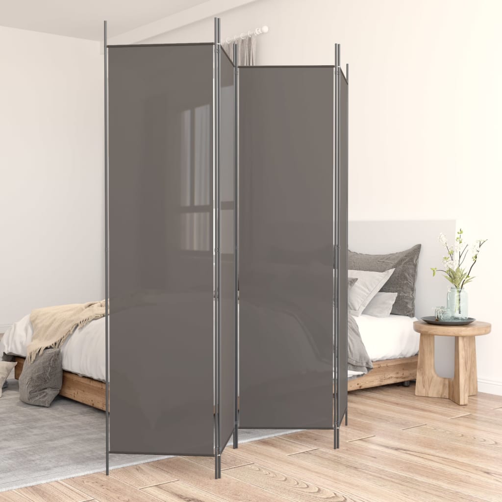 Cloison de séparation 4 panneaux en tissu gris anthracite 200x200 cm - COMFORTXL - 2