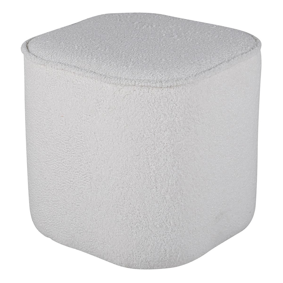 Piff puf, podnóżkiem Ø44cm teddytkanina biały.