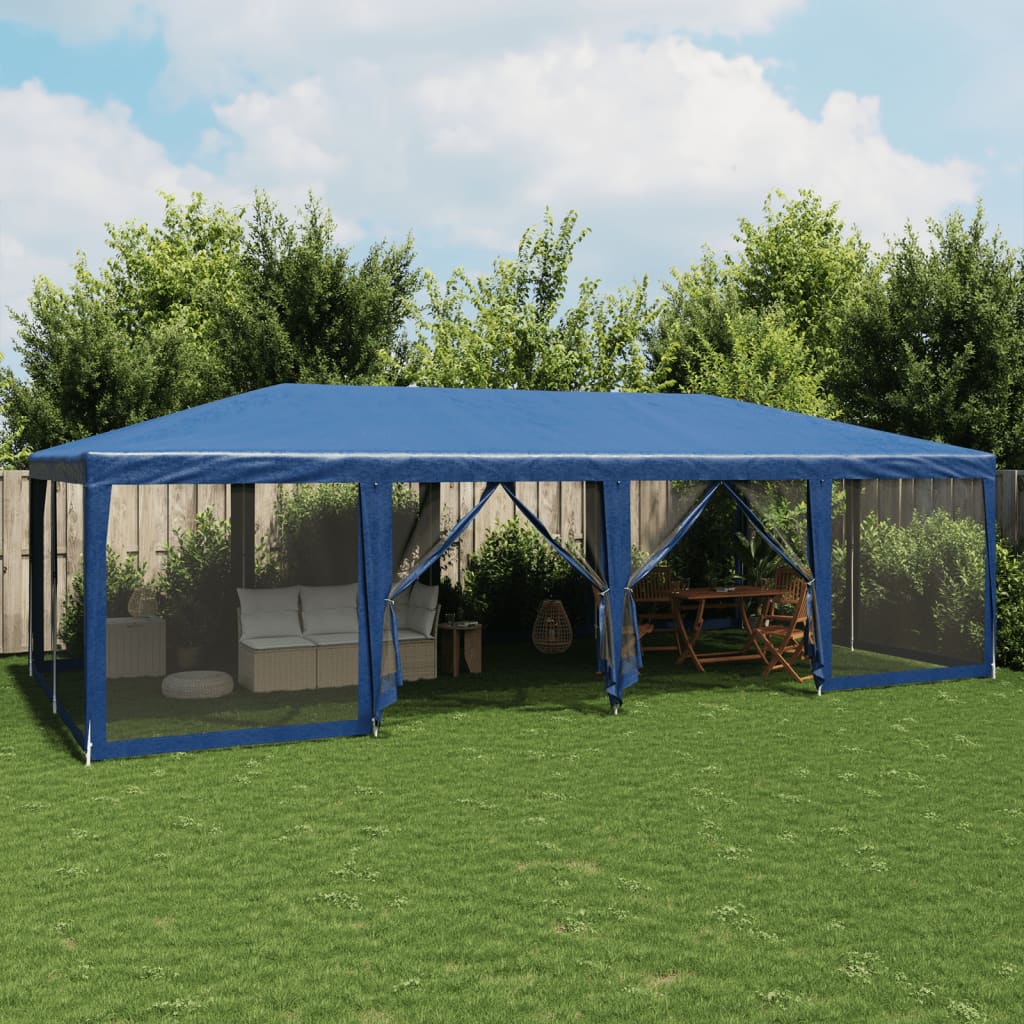 Tente De Réception 4x9 M Bleue – Parois Latérales, Résistante UV Et Eau, Idéale Pour événements Extérieurs
