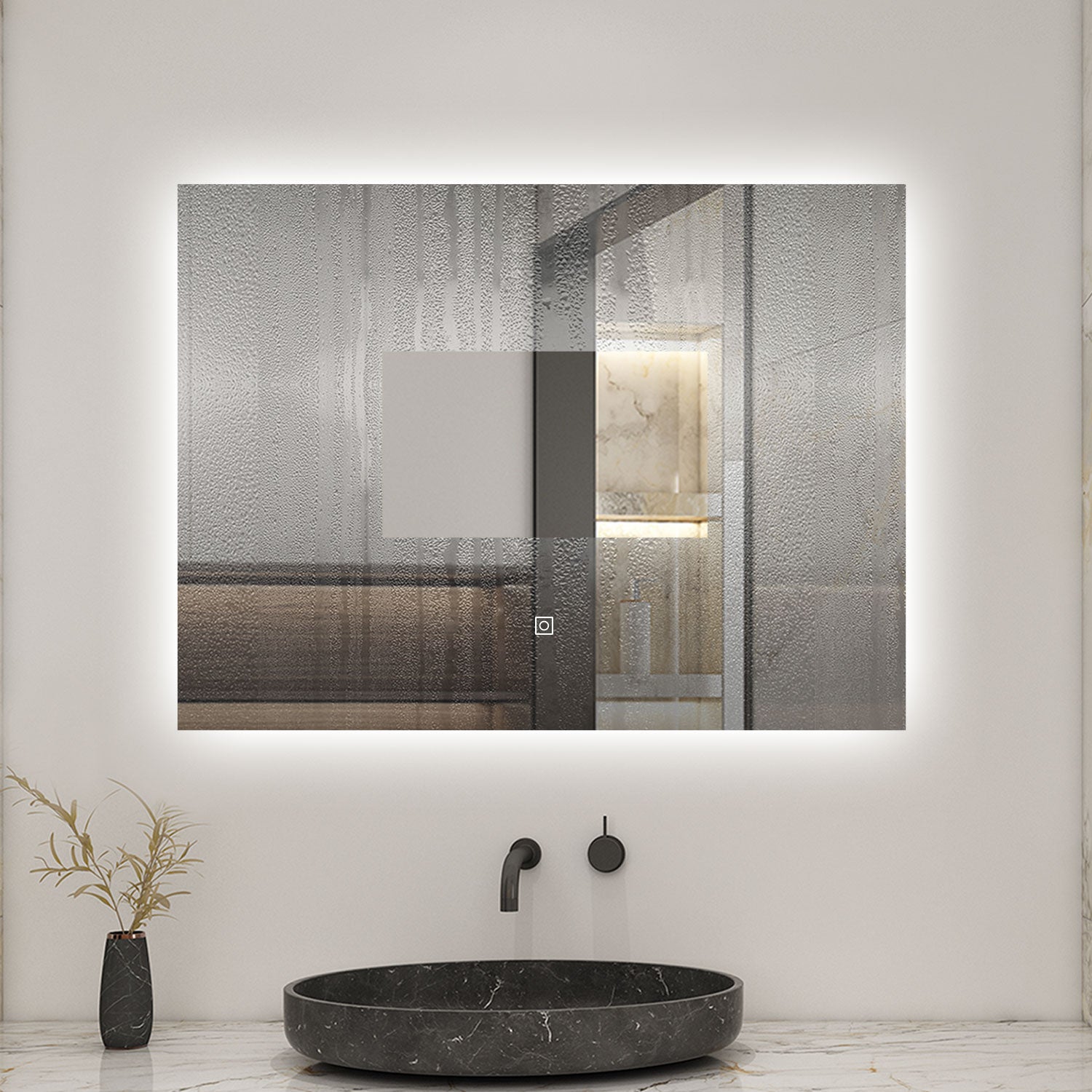AICA LED Miroir lumineux 80x60cm anti-buée + dimmable + mémoire miroir salle de bain - 4