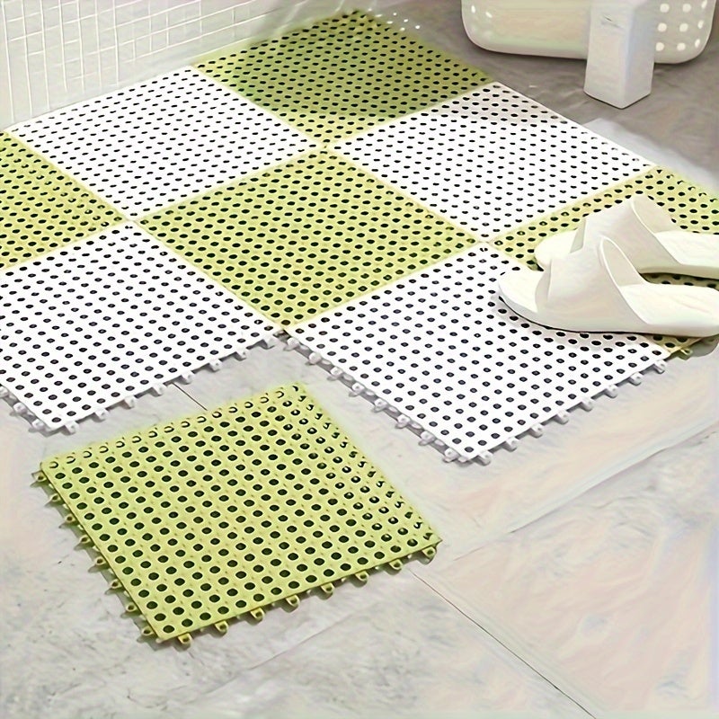 Tapis antidérapants de Massage d'épissure de salle de bains de 4 pièces, tapis de verrouillage de Drainage, carreaux de tapis de douche en PVC - 3