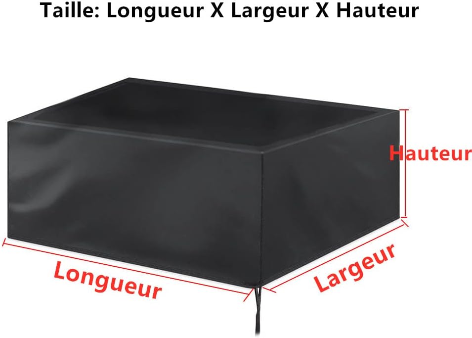 Housse Table de Jardin, Housse Salon de Jardin 160x100x75cm Rectangulaire Imperméable Bache de Protection Exterieur Housse de Meuble Anti-UV - 2
