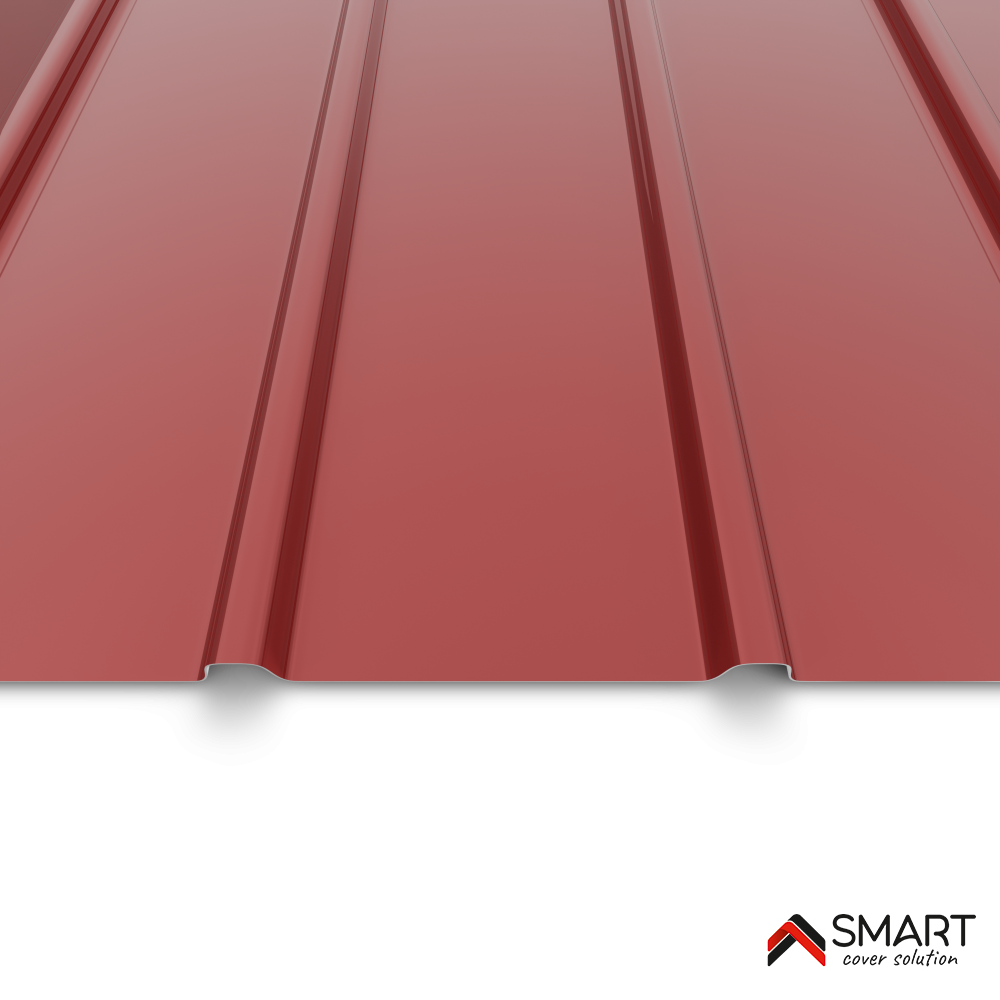 Tôle bac acier - Toiture - Couverture - plaque H12 Coloris Brun Rouge RAL 3011 Dimensions 1200x910x0.40 mm - 5