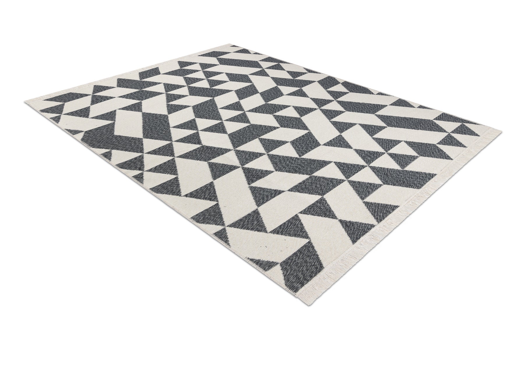 Dywan TWIN 22992 Geometryczny, bawełna, dwustronny Ekologiczny frędzle - antracyt / krem 140x190 cm - 5