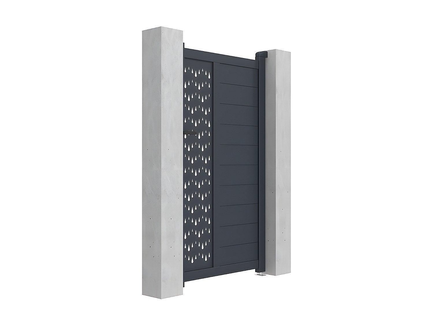 Portillon battant aluminium semi plein à motifs L103 x H180 cm anthracite GREGOR - 3