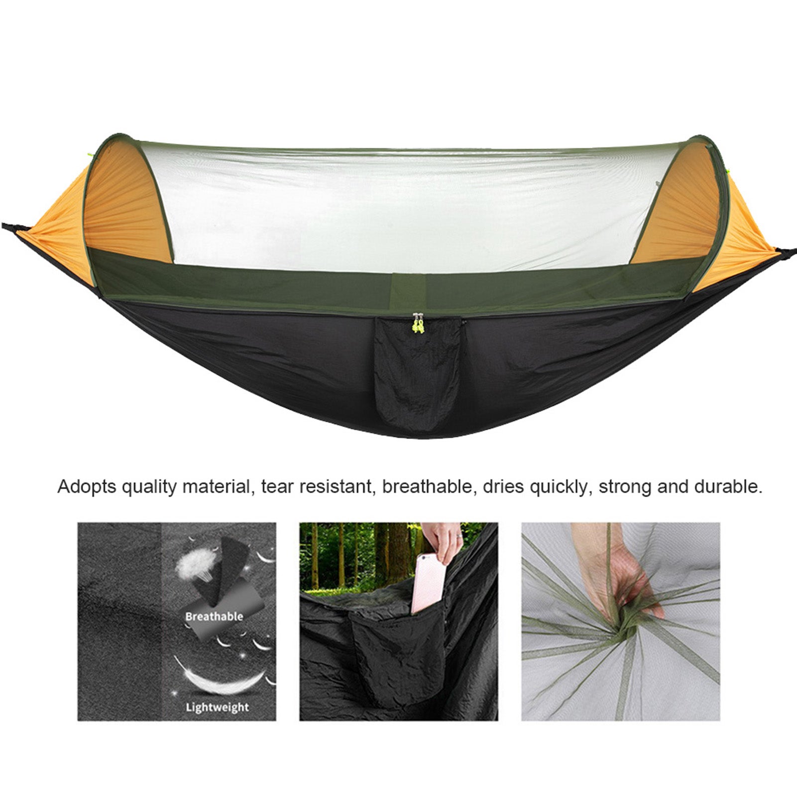Hamac moustiquaire à ouverture rapide automatique Hamac de couchage portatif à balançoire pour voyage cour randonnée - 3