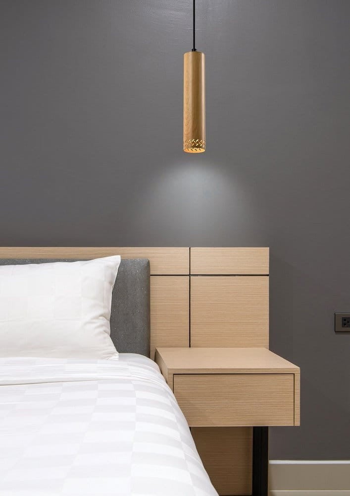 Lampa sufitowa wisząca Tubo czarna-jasne drewno 1xGU10x25W wym: 90 x 7 x 7 cm metal Candellux