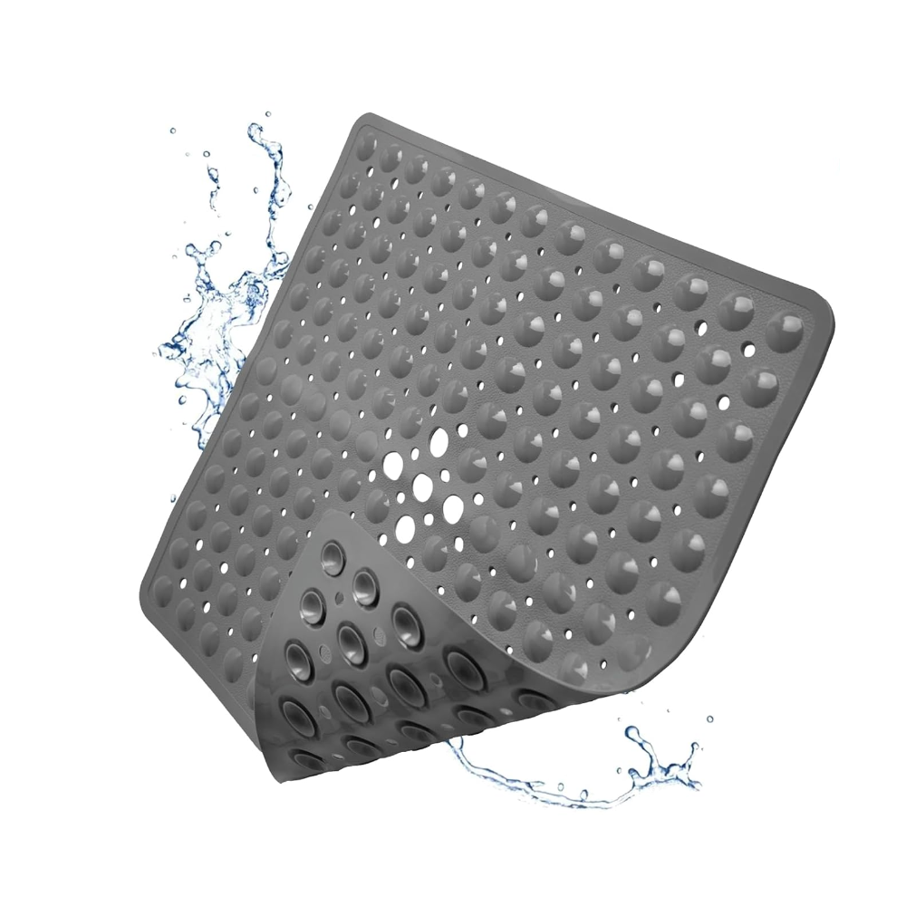 Mata łazienkowa antypoślizgowa 53 x 53 cm, kwadratowa, antypoślizgowa, nadająca się do prania w pralce, antypoślizgowa, szara