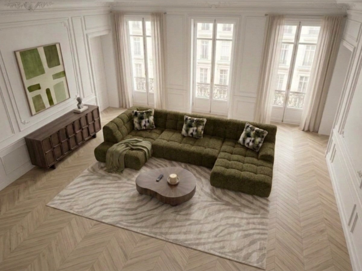 Canapé panoramique avance-recule électrique ANDRE tissu texturé ...