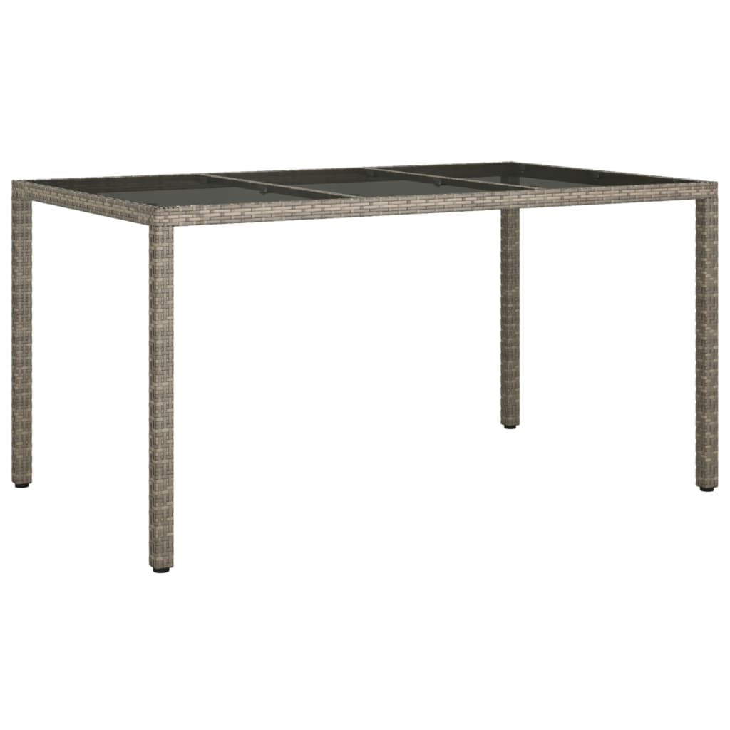 Table de jardin 150x90x75 cm Verre trempé et poly rotin Gris vidaXL - 2